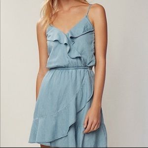 Brand New! Express chambray ruffle dress